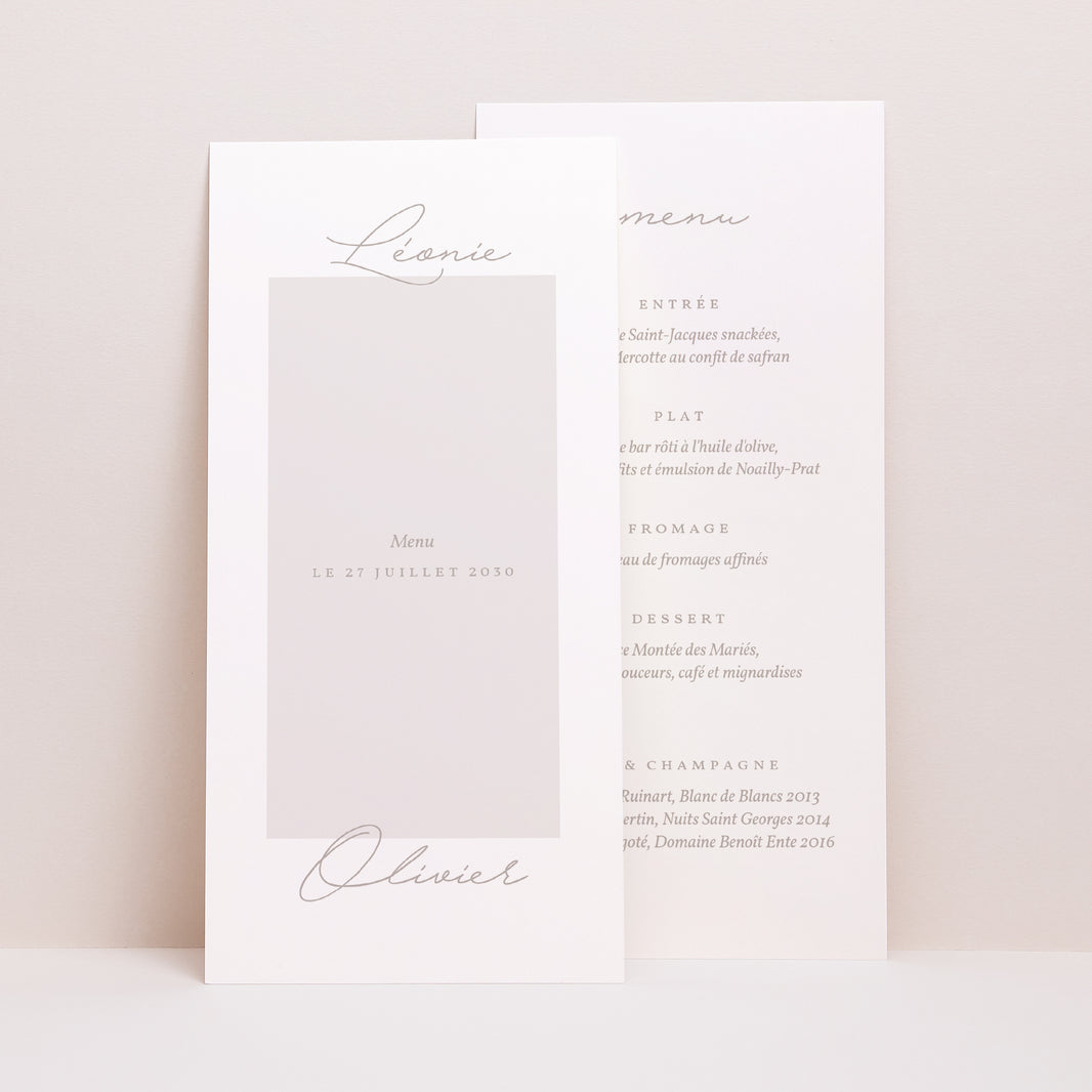 Menu Mariage Panoramique portrait Typo script photo 2 photo N° 1