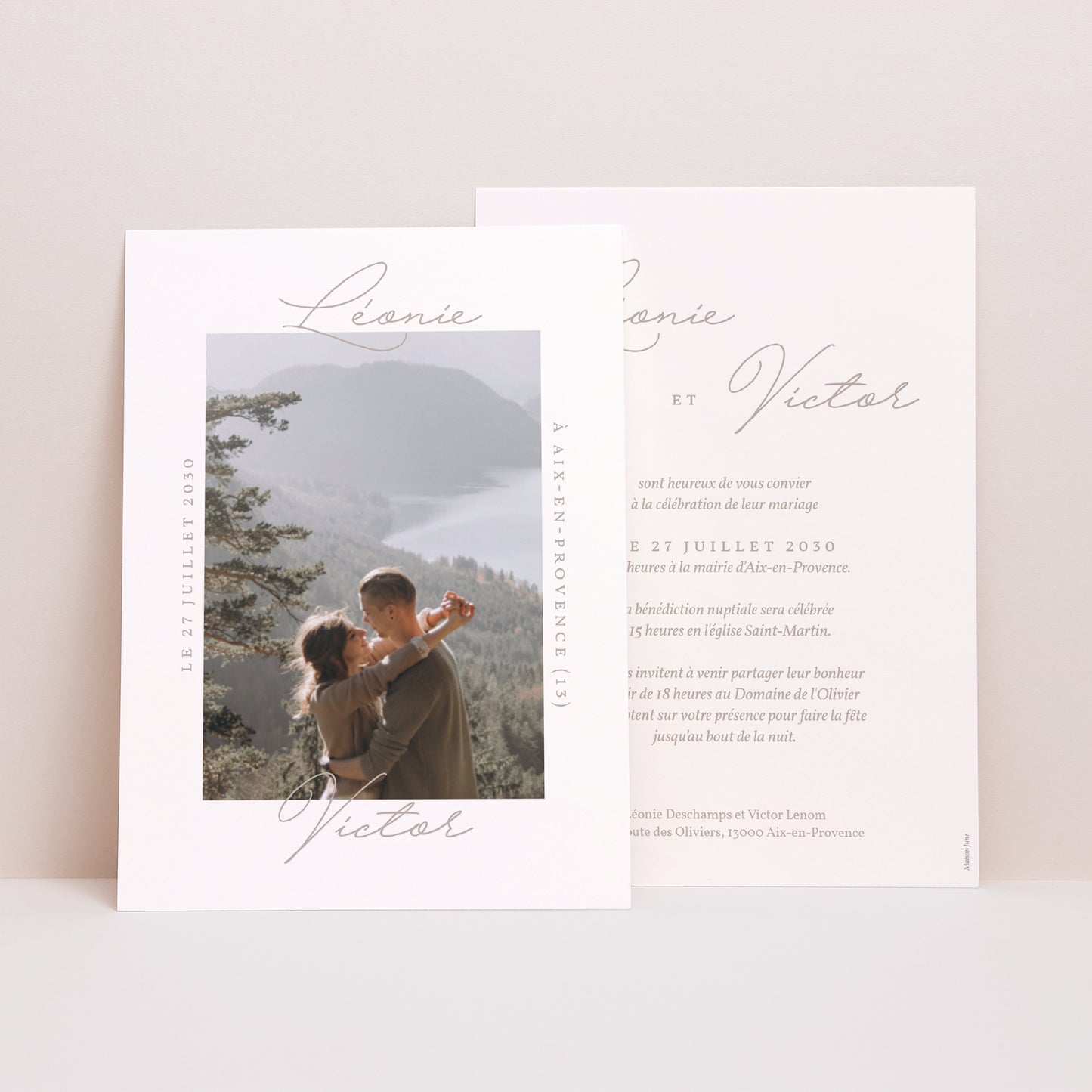 Faire-part Mariage Portrait Typo script photo 2 photo N° 1