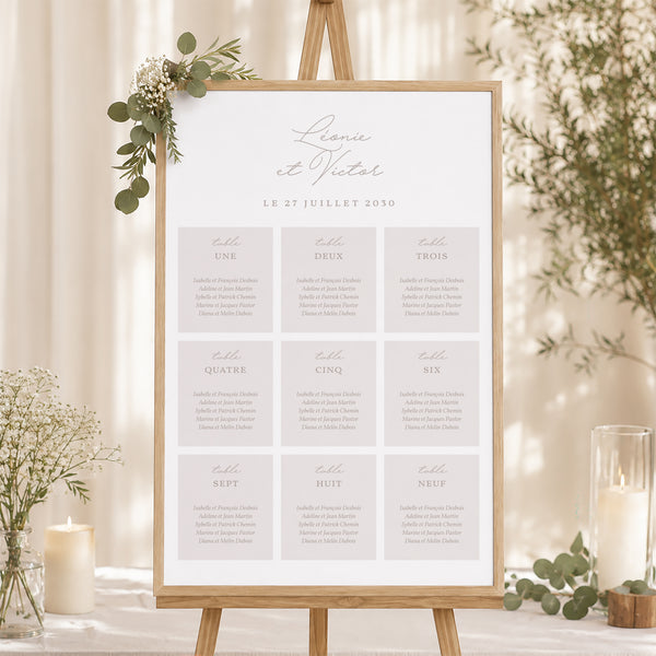 Plan de table Mariage Portrait 60 x 90 cm Typo script photo II photo