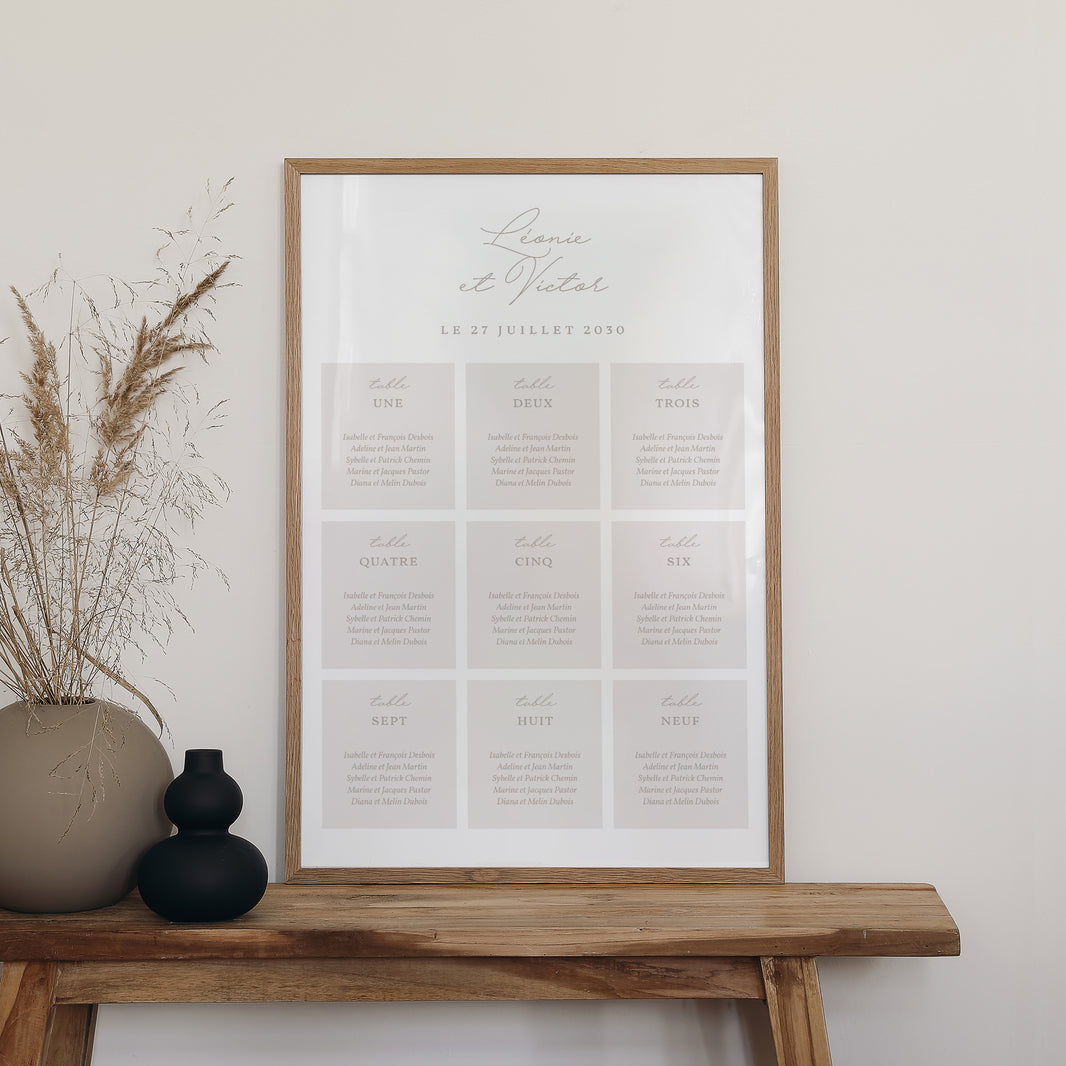 Plan de table Mariage Portrait Typo script photo 2 photo N° 2