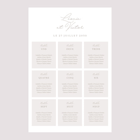 Plan de table Mariage Portrait 60 x 90 cm Typo script photo II