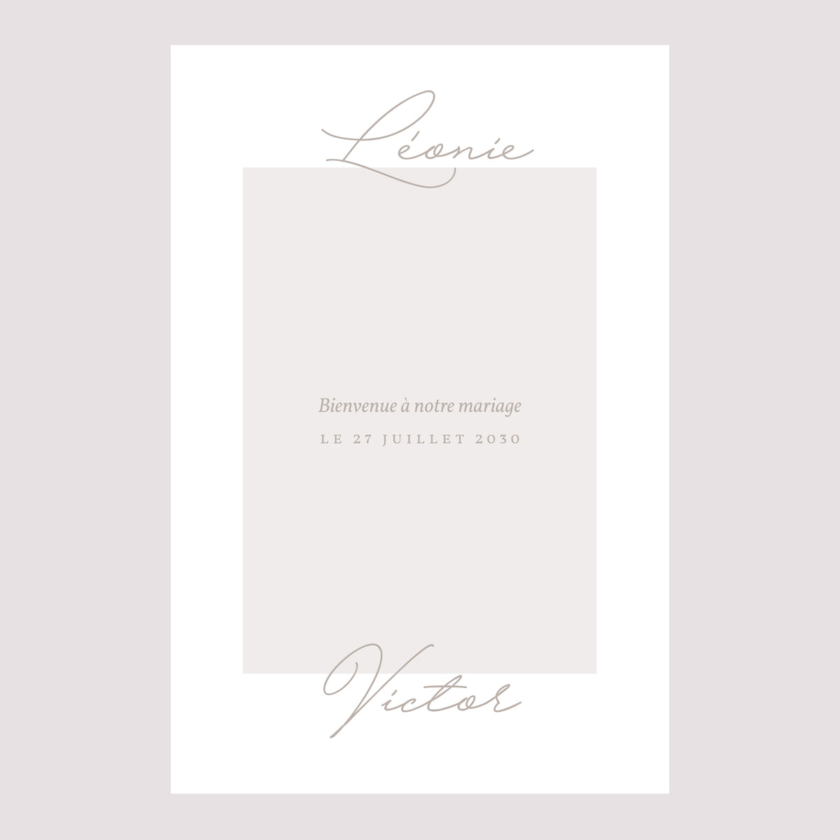 Panneau bienvenue Mariage Portrait 60 x 90 cm Typo script photo II photo N° 2