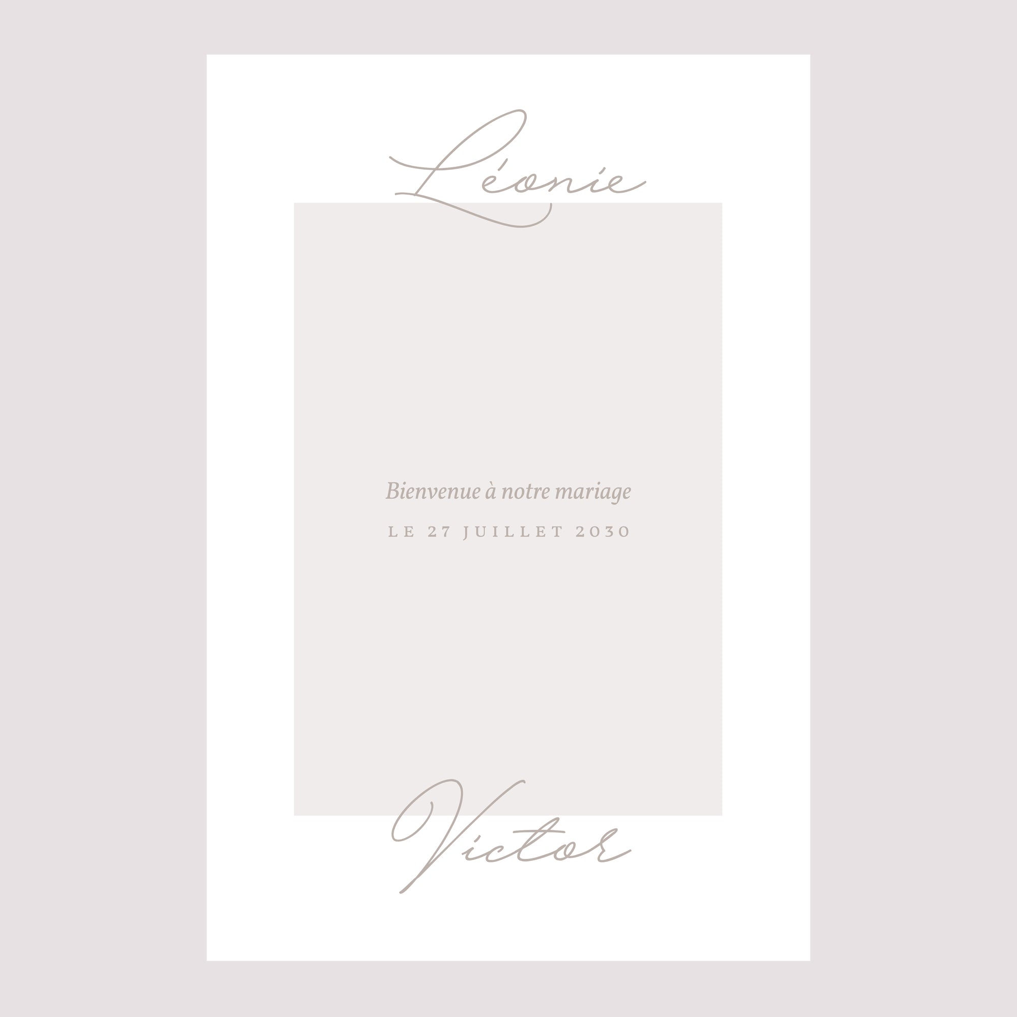 Panneau bienvenue Mariage Portrait 60 x 90 cm Typo script photo II photo N° 2