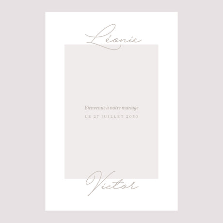 Panneau bienvenue Mariage Portrait 60 x 90 cm Typo script photo II
