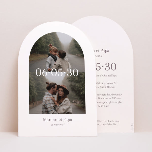 Faire-part Mariage Arche Maman et Papa se marient photo