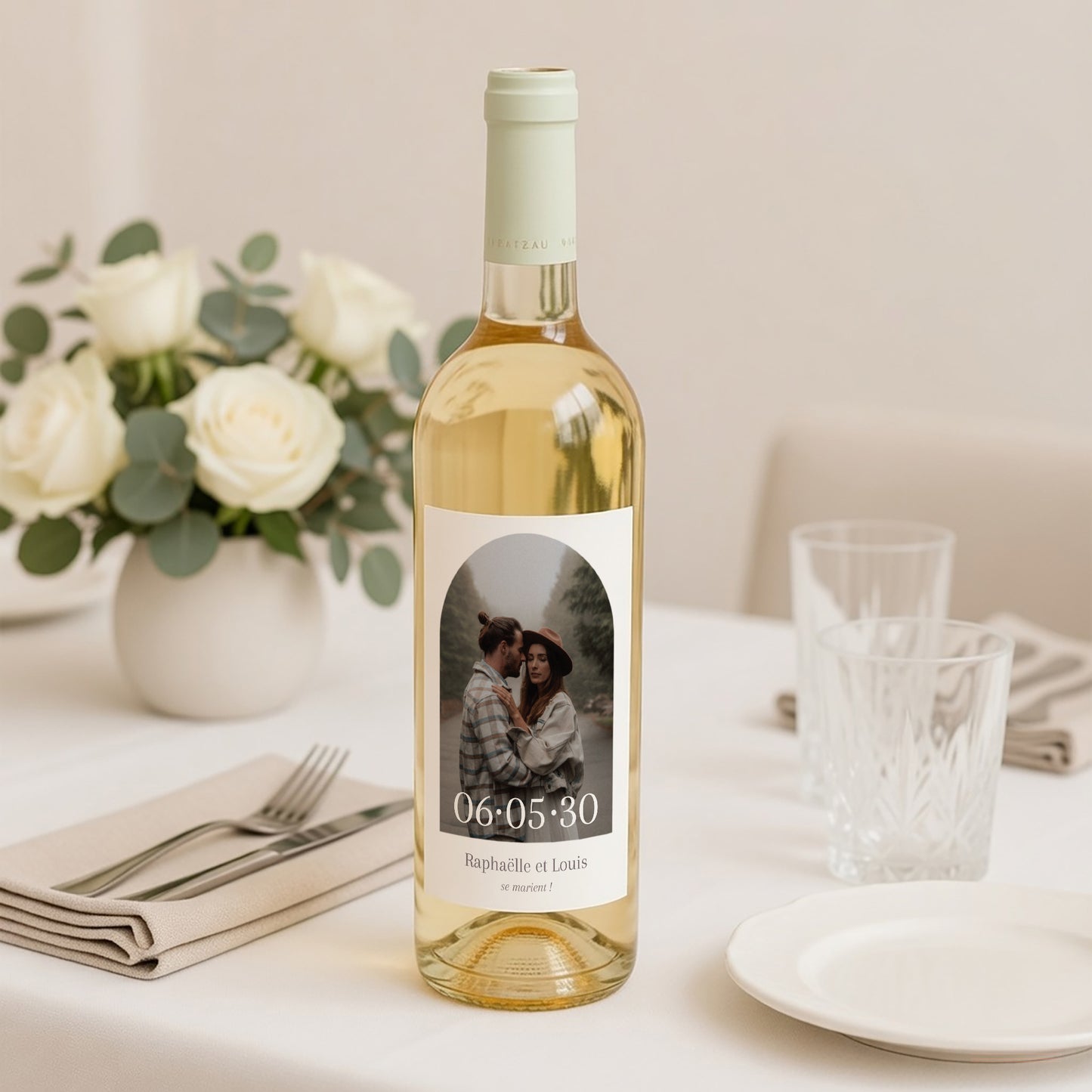 Etiquette bouteille Mariage Portrait Maman et Papa se marient photo N° 2
