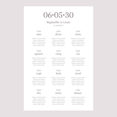 Plan de table Mariage Portrait Maman et Papa se marient