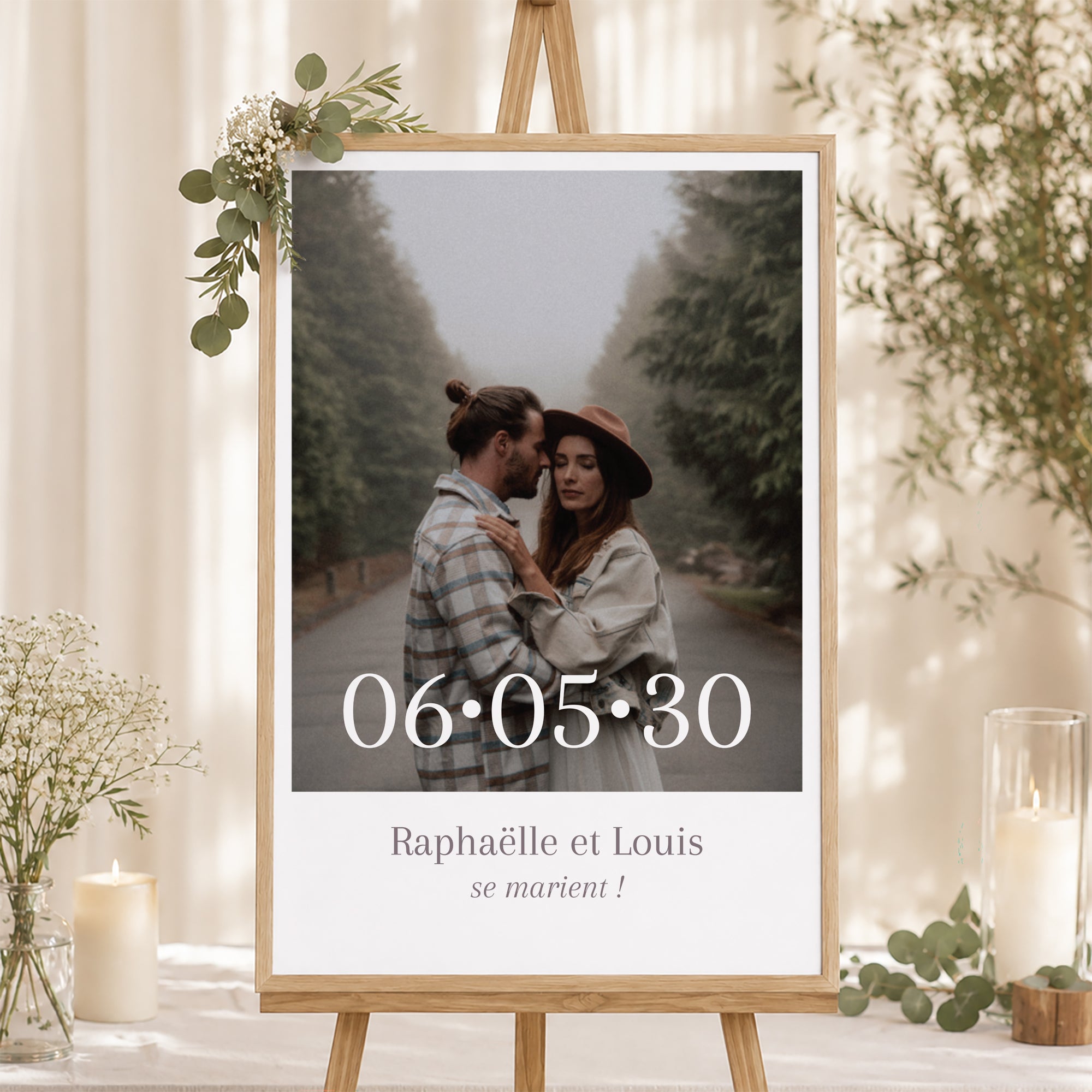 Panneau bienvenue Mariage Portrait 60 x 90 cm Maman et Papa se marient photo N° 1