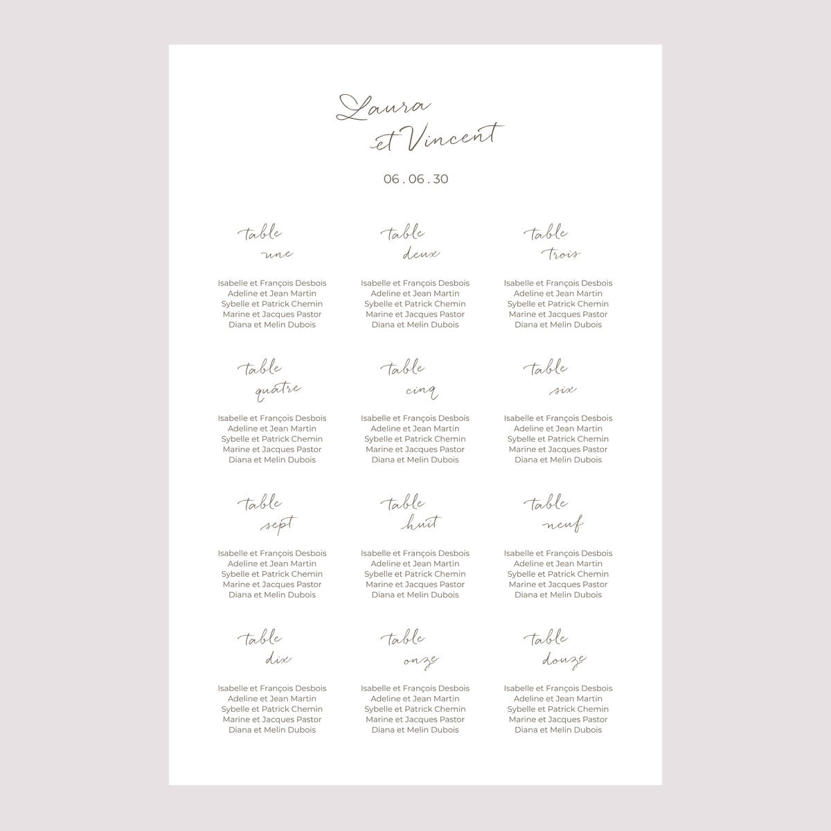 Plan de table Mariage Portrait 60 x 90 cm Maman et Papa se marient II photo N° 2