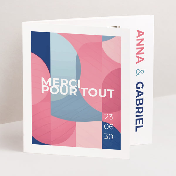 Remerciements Mariage Triptyque asymétrique Pink & Blue photo