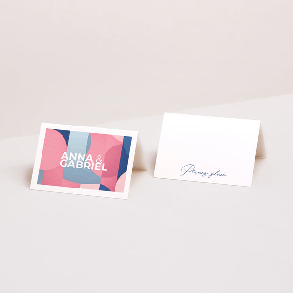 Marque-place Mariage 2 volets Pink & Blue photo