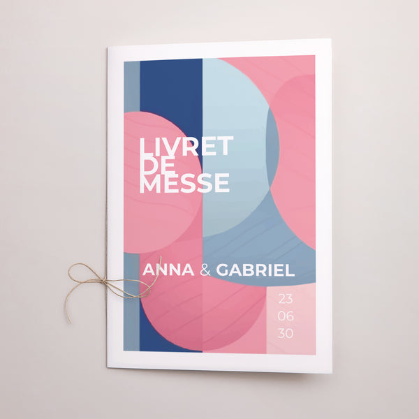 Livret de messe Mariage Double volet Pink & Blue photo