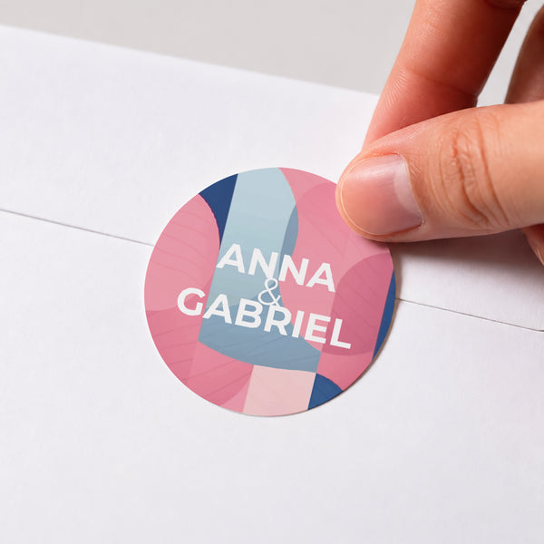 Sticker Mariage Rond Pink & Blue photo
