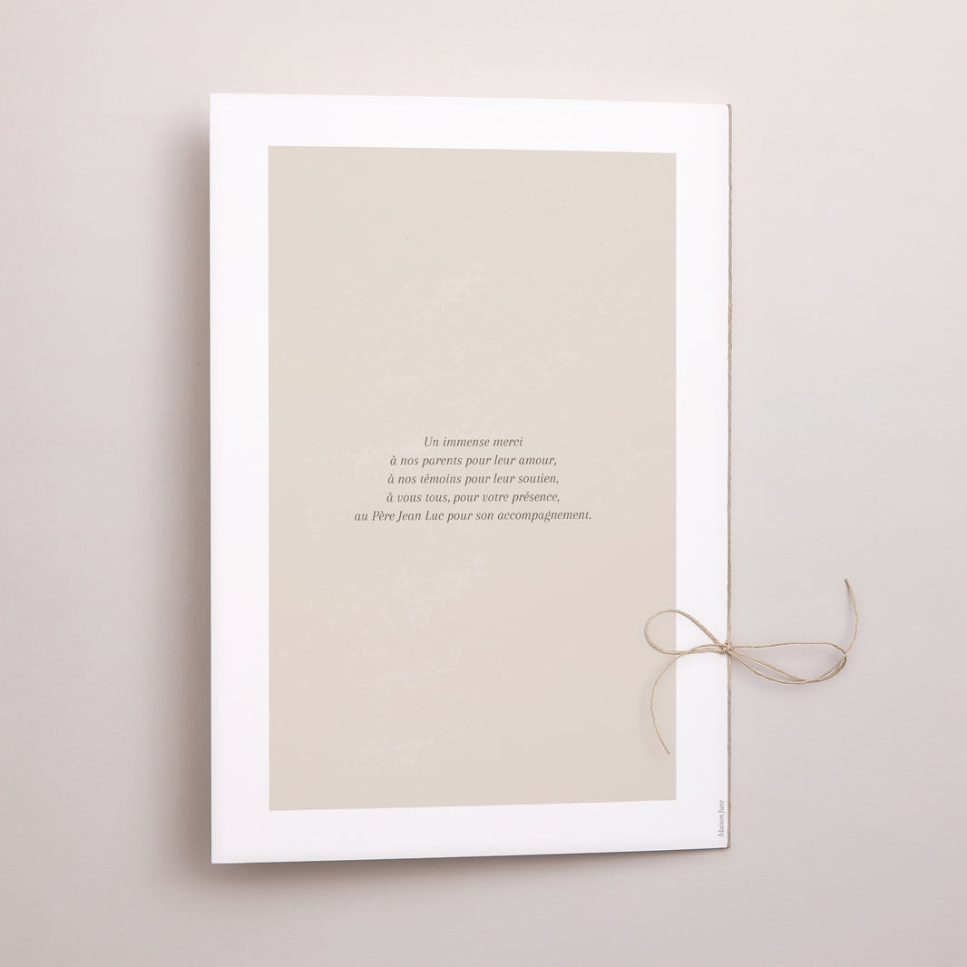 Livret de messe Mariage Double volet Courbes sur fond beige photo N° 3