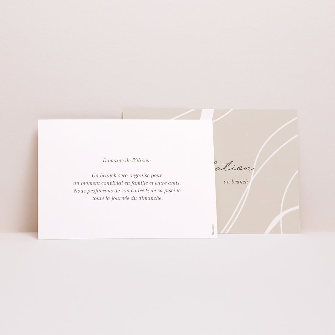 Invitations Mariage Paysage Courbes sur fond beige photo N° 2