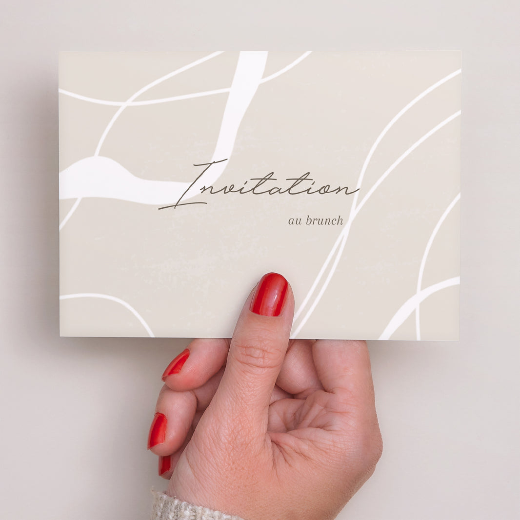 Invitations Mariage Paysage Courbes sur fond beige photo N° 3