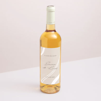 Etiquette bouteille Mariage Portrait Courbes sur fond beige photo N° 1