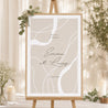 Panneau bienvenue Mariage Portrait 60 x 90 cm Courbes sur fond beige photo N° 1