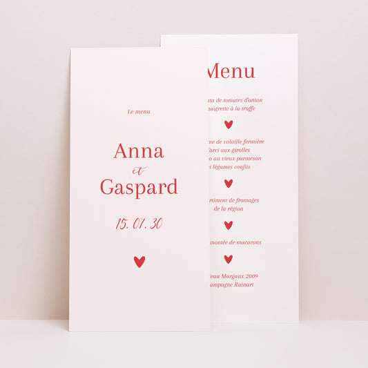 Menu Mariage Panoramique portrait coeur sur toi photo