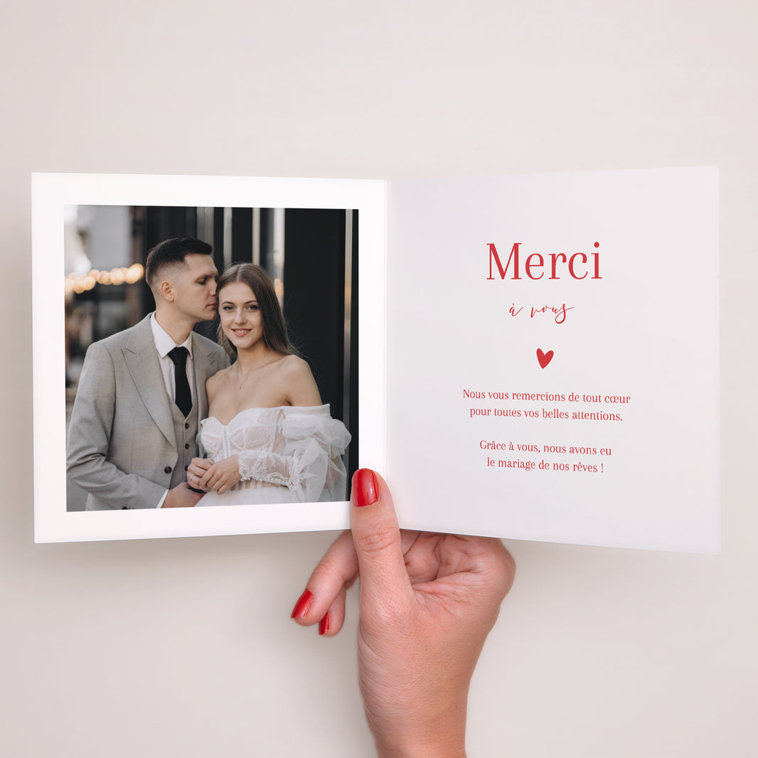 Remerciements Mariage Carré double volet coeur sur toi photo N° 2