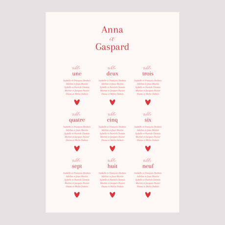 Plan de table Mariage Portrait 60 x 90 cm Coeur sur toi