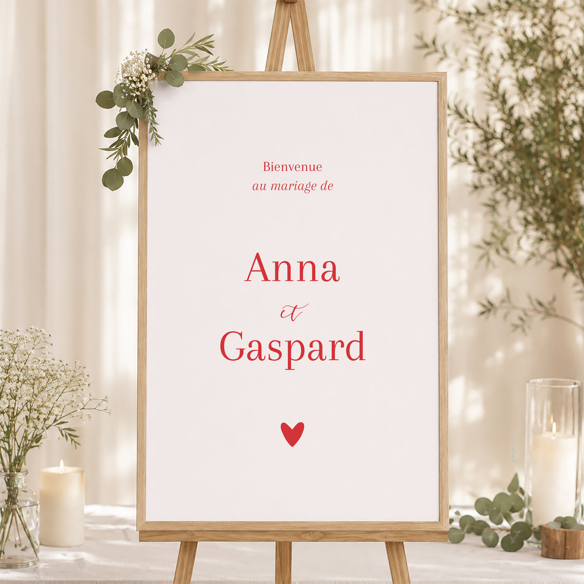 Panneau bienvenue Mariage Portrait 60 x 90 cm Coeur sur toi photo N° 1
