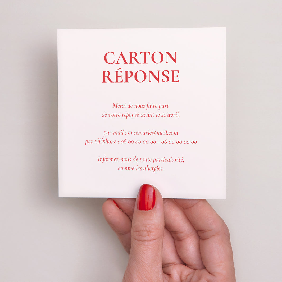 Carton réponse Mariage Carré Be our guest ! photo N° 3