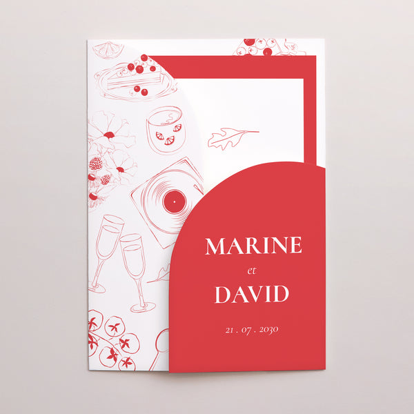 Faire-part Mariage Pochette 2 cartes Be our guest ! photo