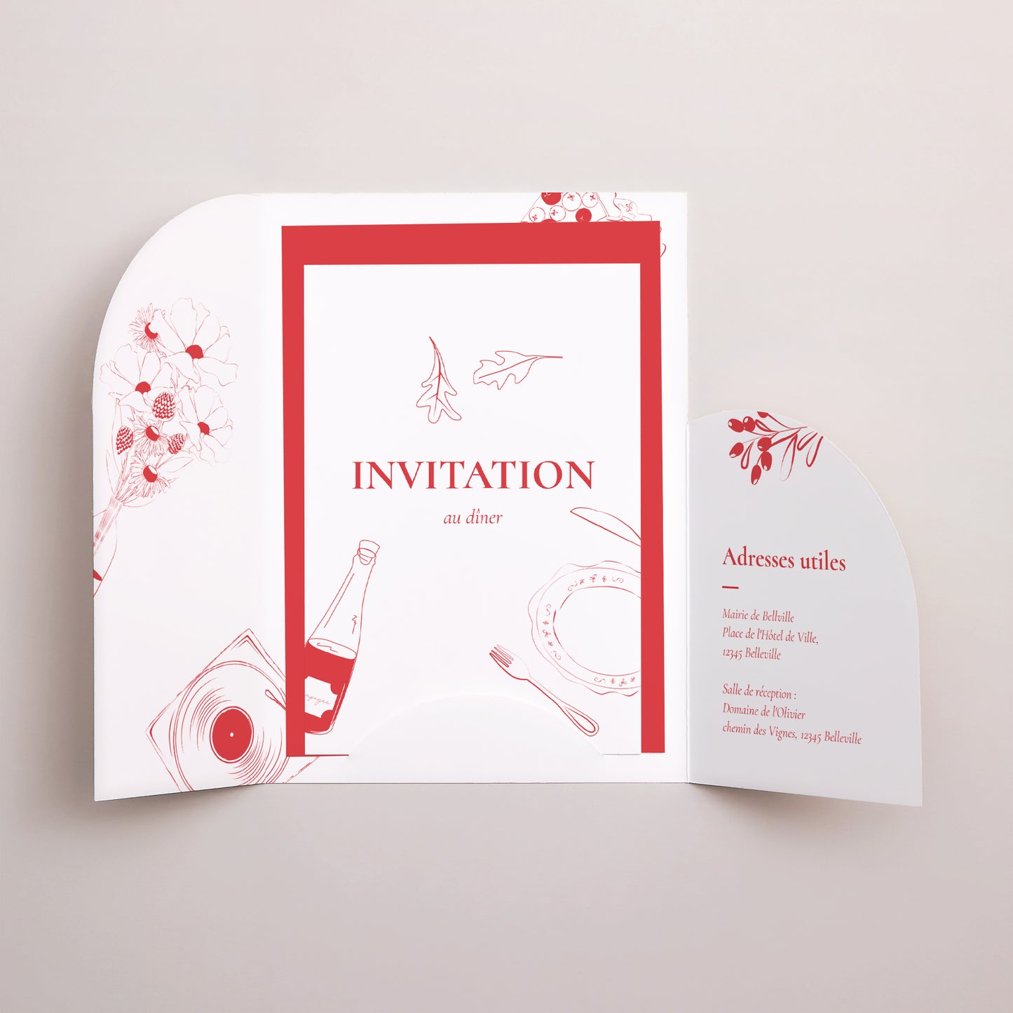 Faire-part Mariage Pochette 2 cartes Be our guest ! photo N° 3