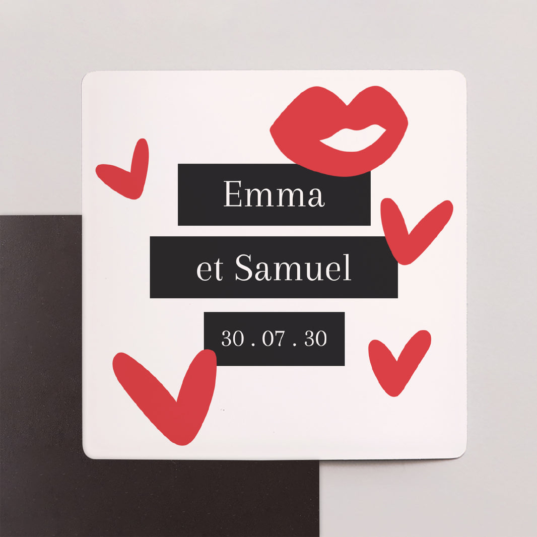 Save the date Mariage Lot de 9, magnétique Bisous full of LOVE photo N° 1