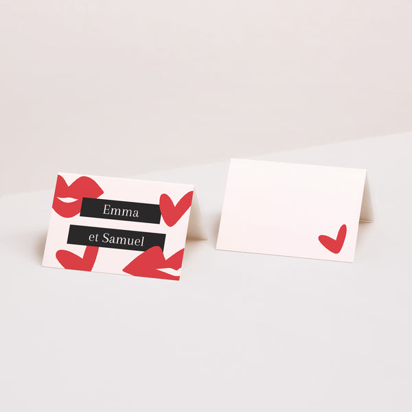 Marque-place Mariage 2 volets Bisous full of LOVE photo