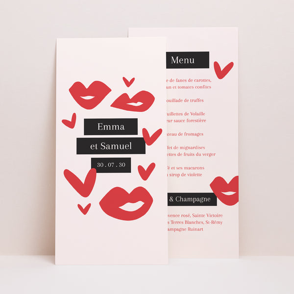 Menu Mariage Panoramique portrait Bisous full of LOVE photo