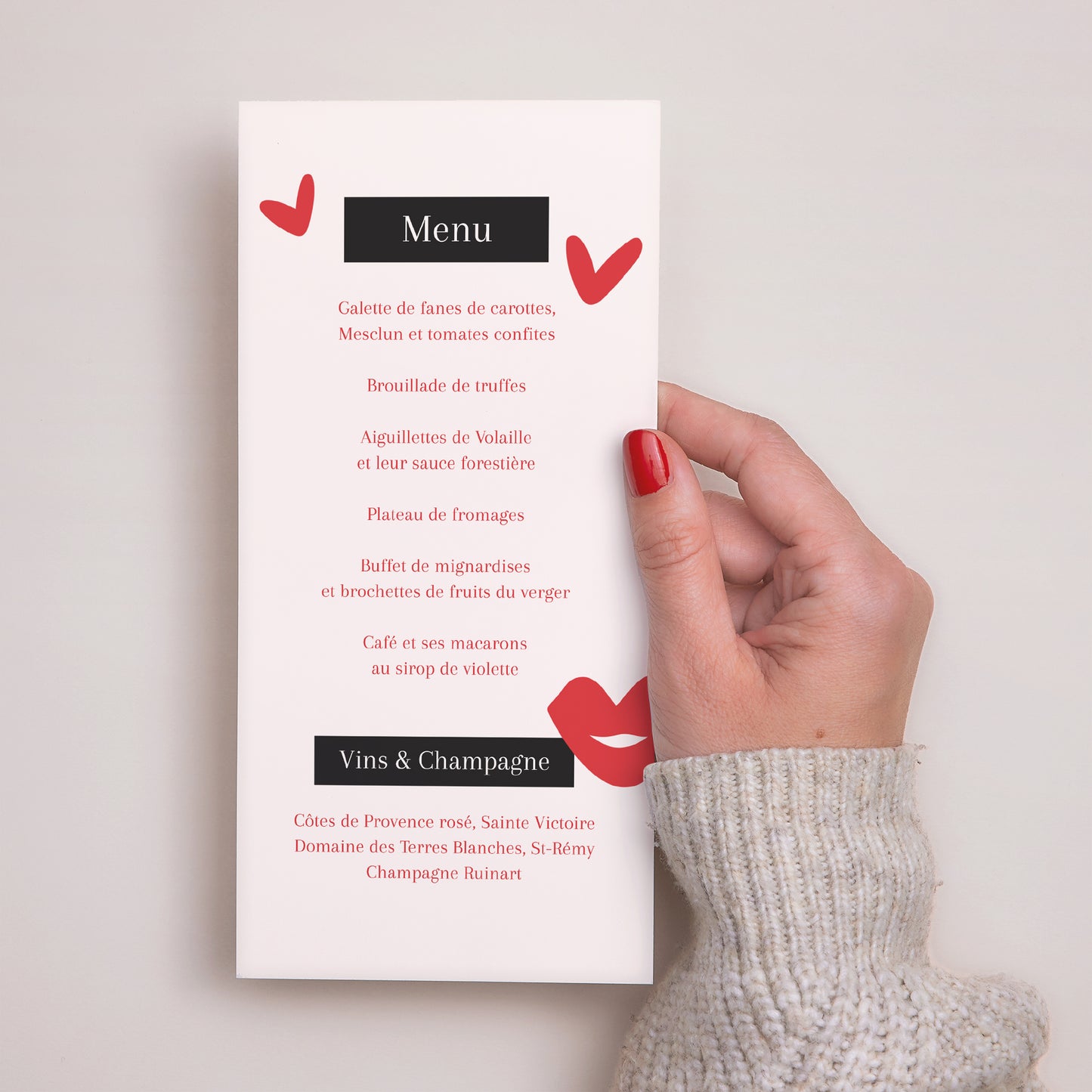 Menu Mariage Panoramique portrait Bisous full of LOVE photo N° 3