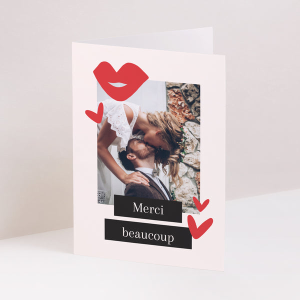 Remerciements Mariage Portrait double volet Bisous full of LOVE photo