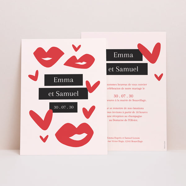 Faire-part Mariage Portrait Bisous full of LOVE photo