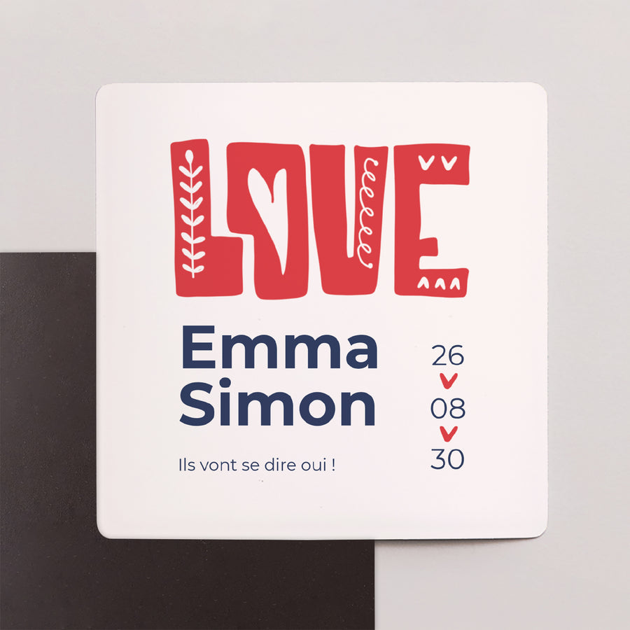 Save the date Mariage Lot de 9, magnétique Que du Love photo