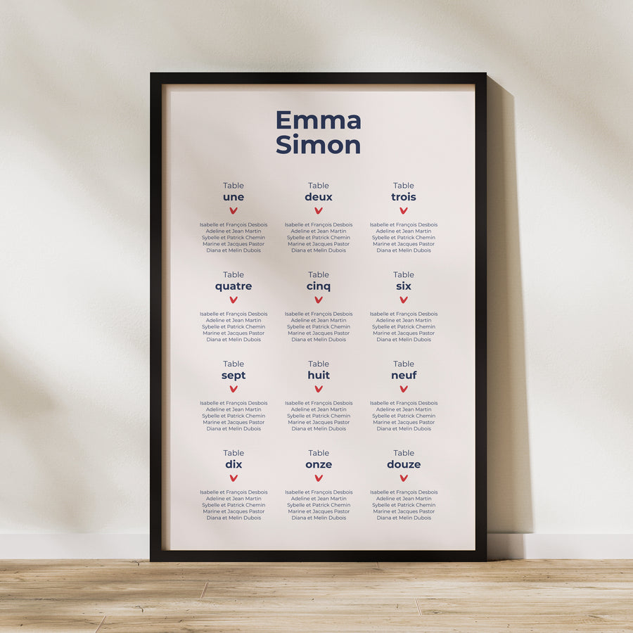 Plan de table Mariage Portrait Que du Love photo