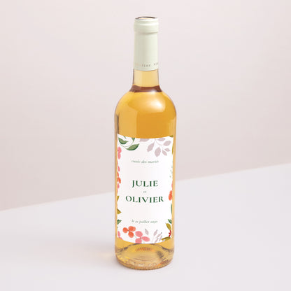 Etiquette bouteille Mariage Portrait Encadré végétal III photo N° 1