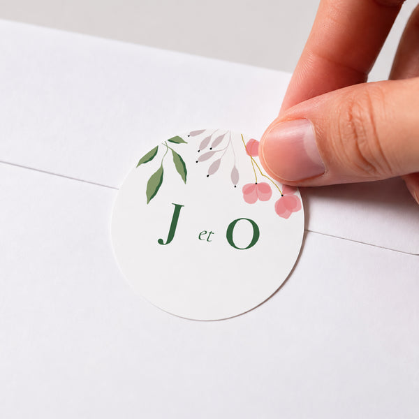Sticker Mariage Rond Encadré végétal III photo
