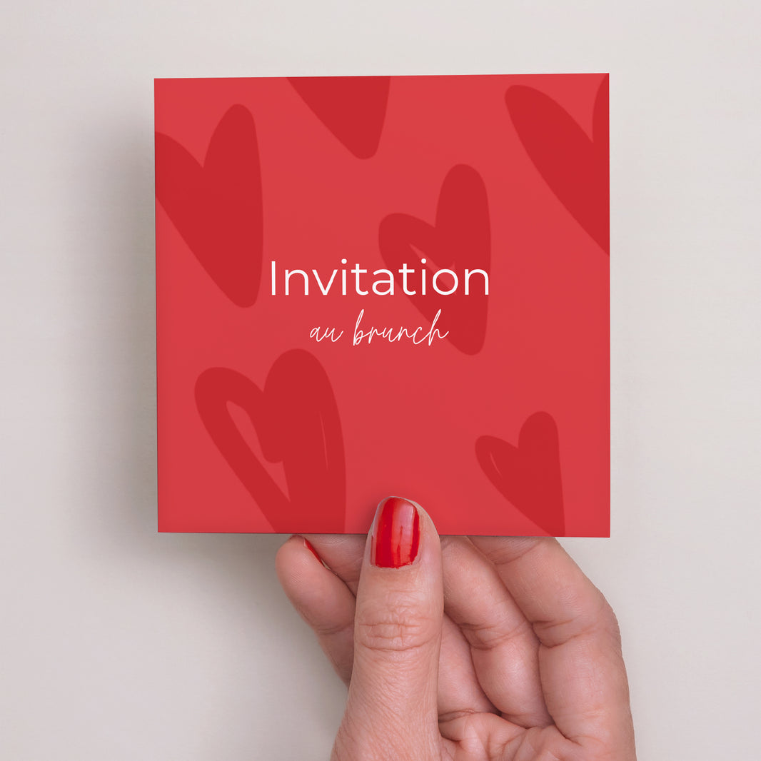 Invitations Mariage Carré Fond coeur photo N° 2