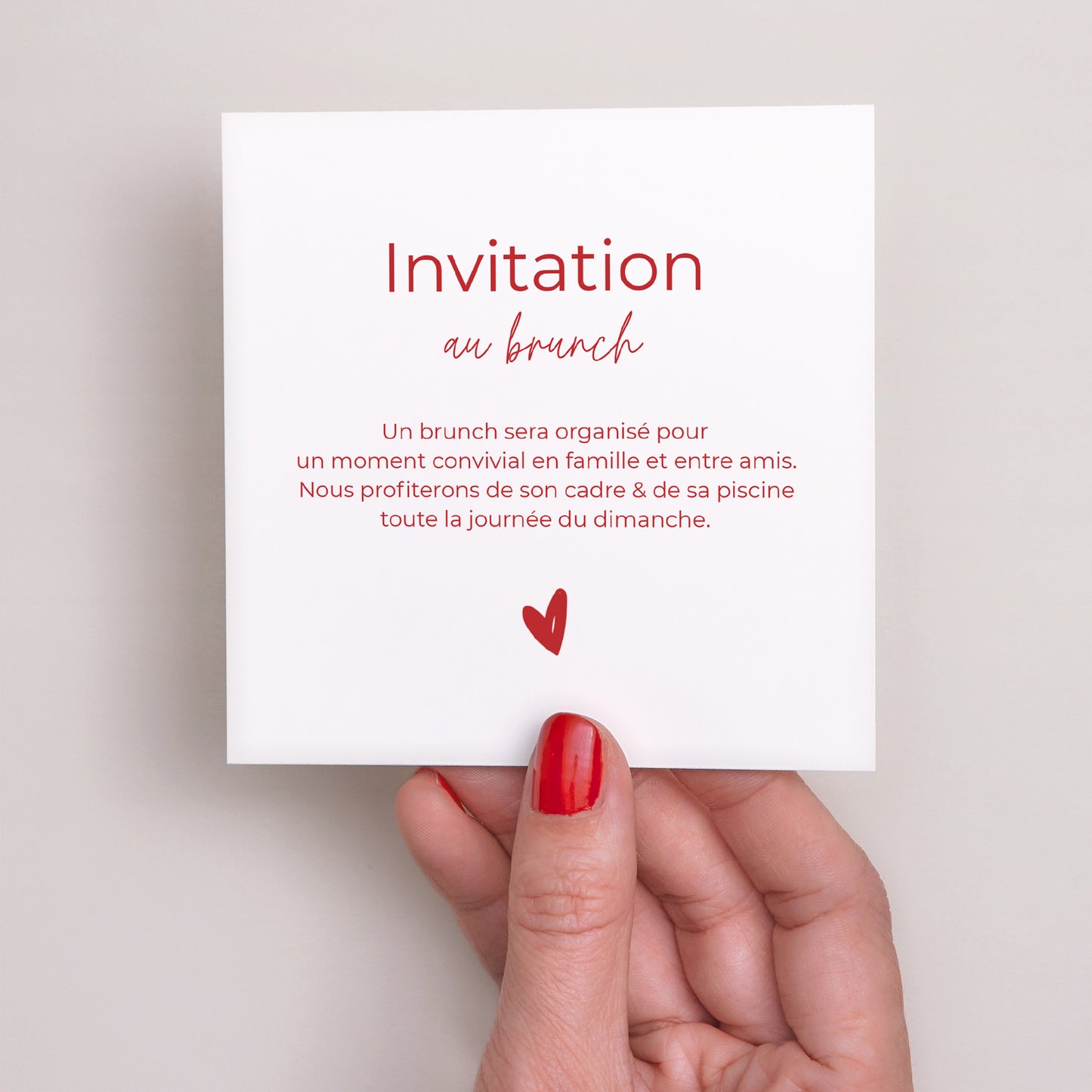 Invitations Mariage Carré Fond coeur photo N° 3