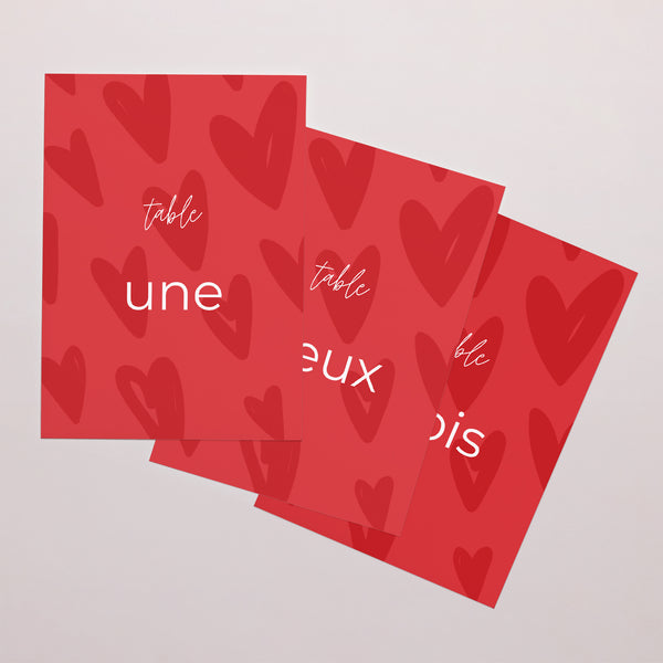 Marque table Mariage Lot de 3 Fond coeur photo