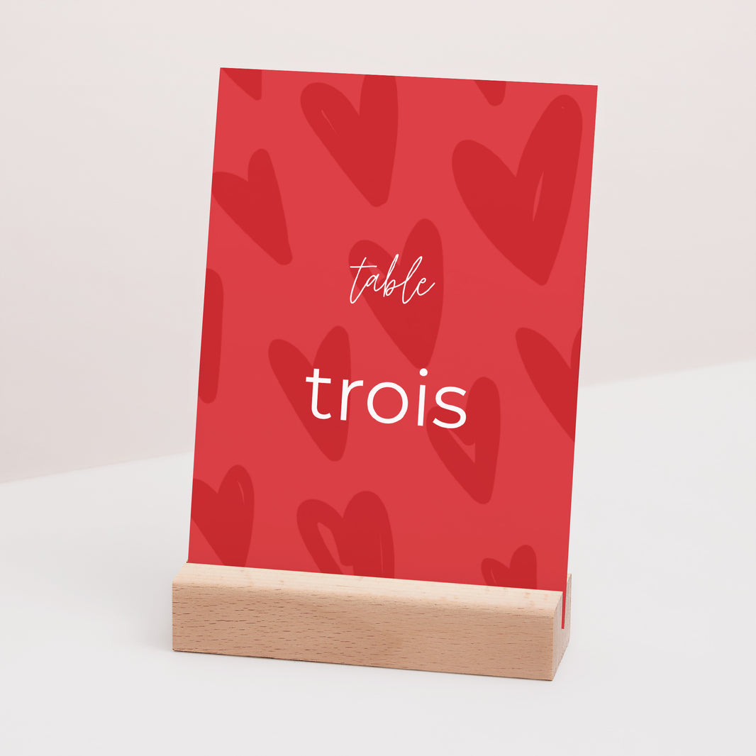 Marque table Mariage Rectangle Fond coeur photo N° 3