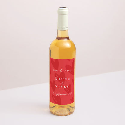 Etiquette bouteille Mariage Portrait Fond coeur photo N° 1