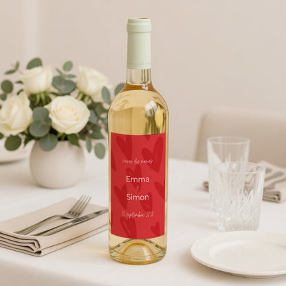 Etiquette bouteille Mariage Portrait Fond coeur photo N° 2