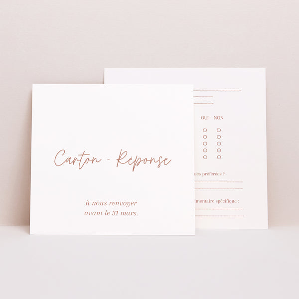 Carton réponse Mariage Carré Epuré photo