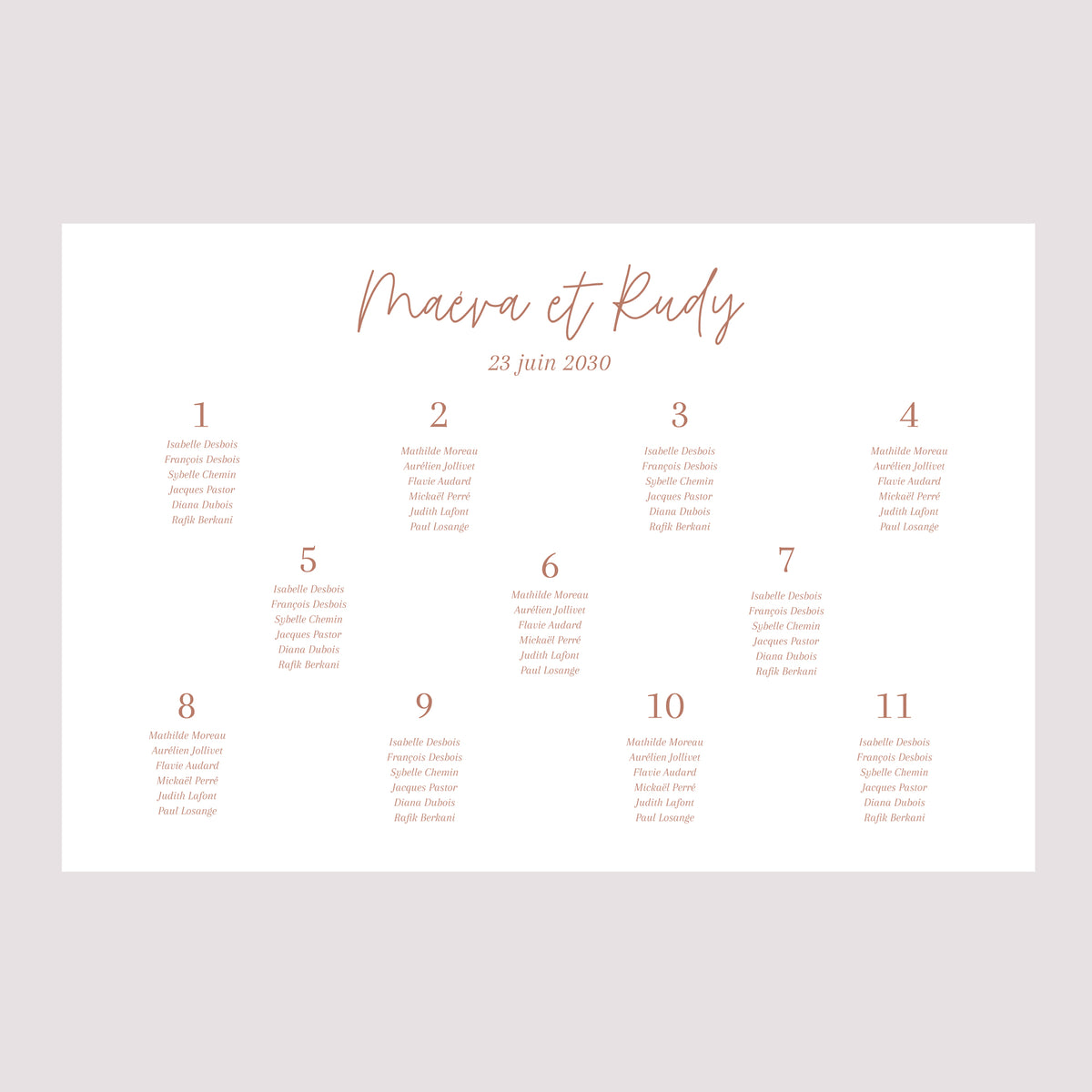 Plan de table Mariage Paysage 90 x 60 cm Epuré photo N° 2