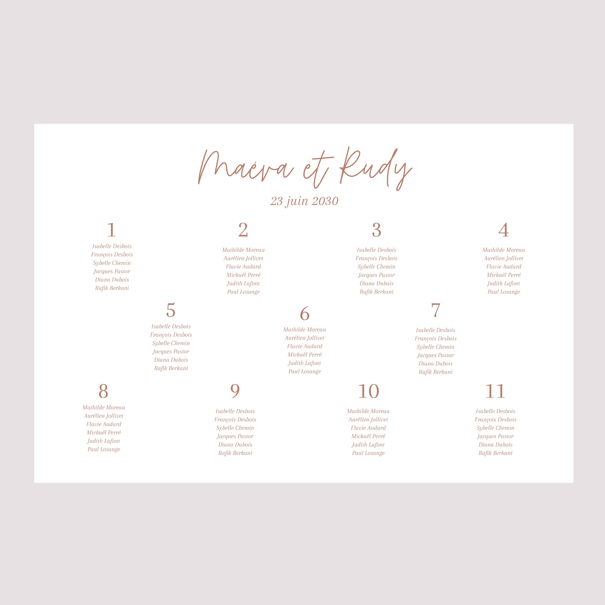 Plan de table Mariage Paysage 90 x 60 cm Epuré photo N° 2