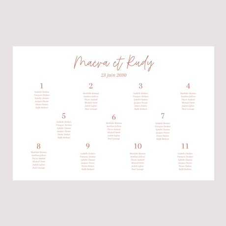 Plan de table Mariage Paysage 90 x 60 cm Epuré