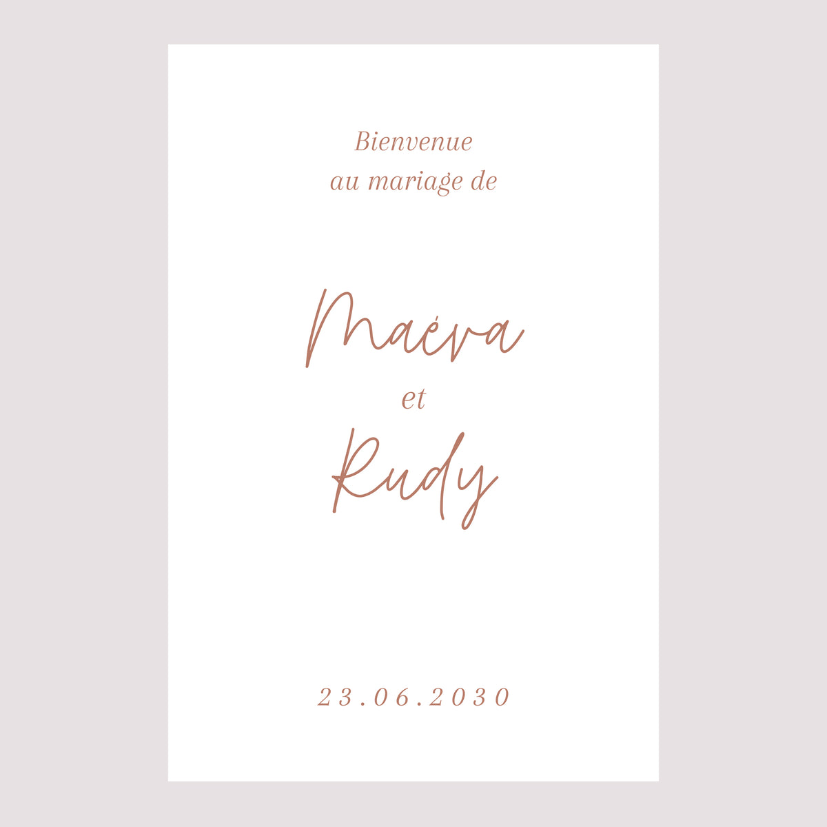 Panneau bienvenue Mariage Portrait 60 x 90 cm Epuré photo N° 2